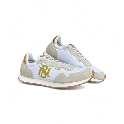 TÊNIS NB CINZA COM DOURADO
